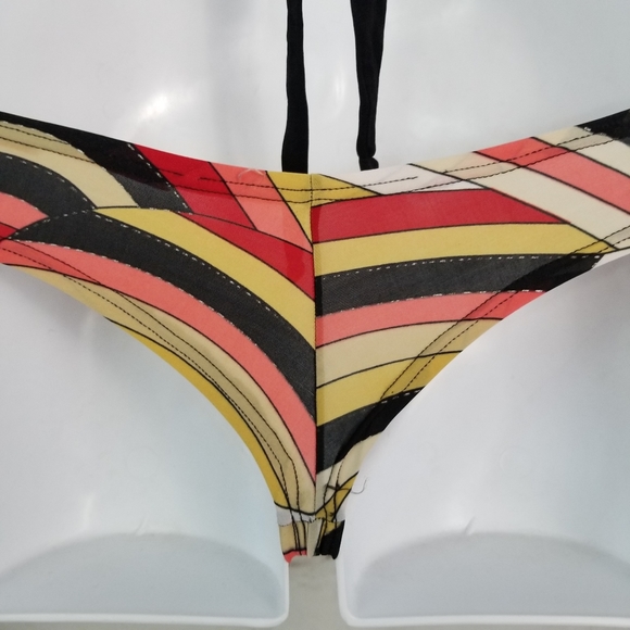 Sexy S Black Red Tan Coral 2 Piece Thong Bikini - Picture 9 of 12